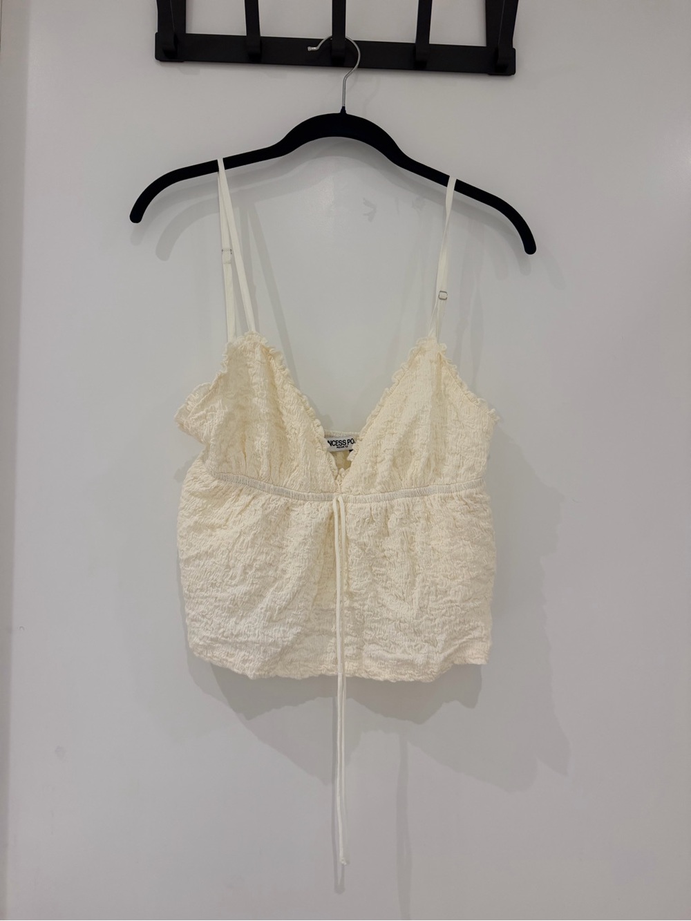 PRINCESS POLLY Lace-Trim Cropped Cami Top - Cream